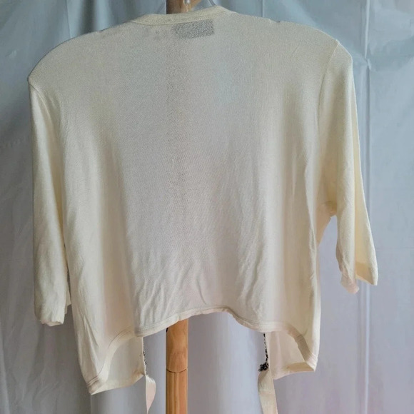 Vintage Daniel Laurent wrap around shirt shrug  cream Large - Picture 4 of 5